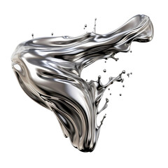 Silver liquid metal isolated transparent, Generative AI