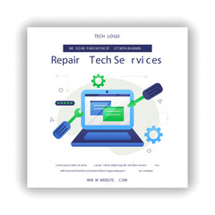 Fototapeta premium hand drawn tech repair template design