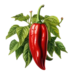 Fotobehang red pepper chili . Clipart PNG image . Transparent background . Cartoon vector style . Generative AI  © Tomislav