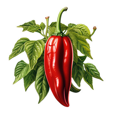 red pepper chili . Clipart PNG image . Transparent background . Cartoon vector style . Generative AI 