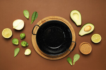 Cooking homemade food concept, cooking concept with pan