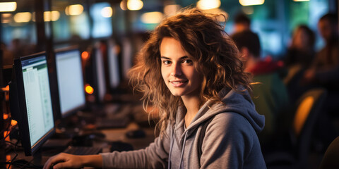 Computer Programmer portrait. Create, modify, and test the code, forms, and script that allow computer applications to run. Work from specifications drawn up by software developers, designing software