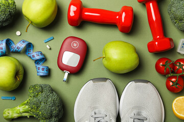 Diabetes disease concept. Rules of a healthy lifestyle.