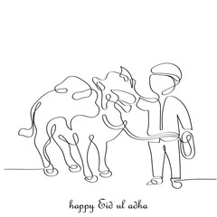 happy eid ul adha vector line art