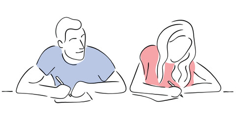 Line art vector of a couple fighting. Negative psychology in couples. Marital issues line art vector