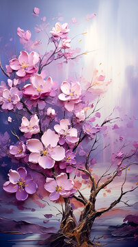 Digital artwork that skillfully captures the allure of purple flowers