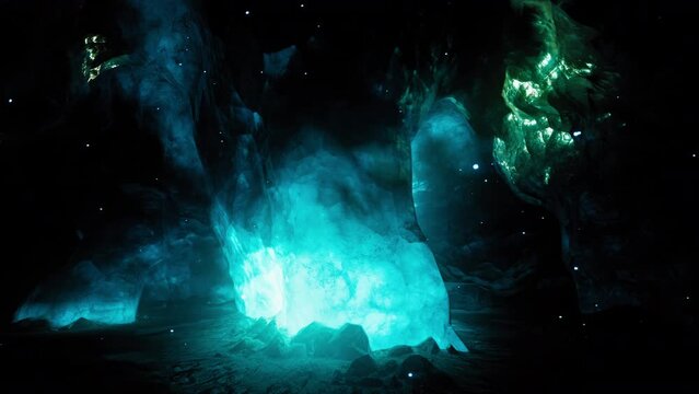 Amazing Blue Ice Cave in the heart of a glacier