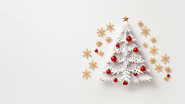 Illustration of Christmas tree ornaments for greeting cards isolated over white background.