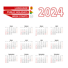 Calendar 2024 in Spanish language with public holidays the country of Bolivia in year 2024.