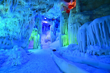 Winter Wonderland of Dragon Palace Ice Cave Wonderland Near Mingshi Village, China