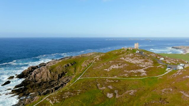 Banba's Crown aerial view, Malin Head, Ireland's northernmost point, Wild Atlantic Way. Co. Donegal