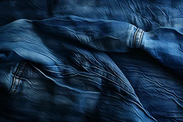 Foto op Aluminium Blue Jeans Fabric Closeup - Generatitve AI © Stefan