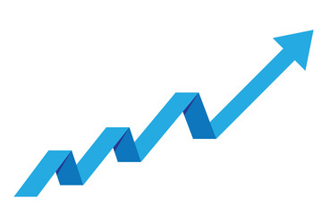 Graph with increase report. Diagram with rise and gain progress. Vector