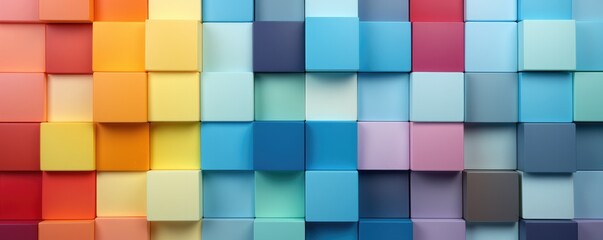 Color palette in style of different blocks, wallpaper colorful palette banner panorama. Generative Ai.