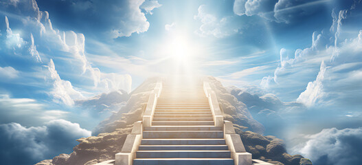 Religion, Background Stairway to Heaven. - obrazy, fototapety, plakaty