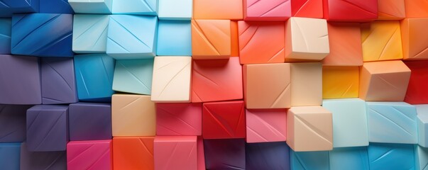 Color palette in style of different blocks, wallpaper colorful palette banner panorama. Generative Ai.