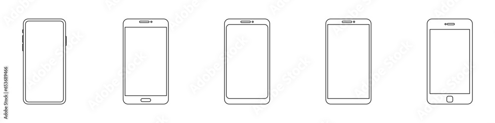 Aufkleber Outline graphic mobile phone. Vector illustration on isolated background for your design. Vector EPS 10