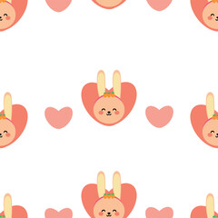 Cute rabbit seamless pattern for fabric prints, textiles, gift wrapping paper. colorful vector for children, flat style