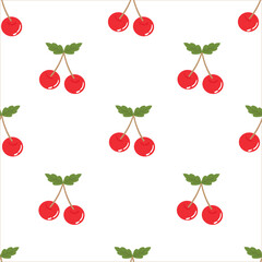 Cute cherry seamless pattern for fabric print, textile, gift wrapping paper. colorful vector for children, flat style