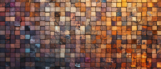 Multicolored mosaic. Colorful tiles. Colors of the rainbow. Close-up of smalta.