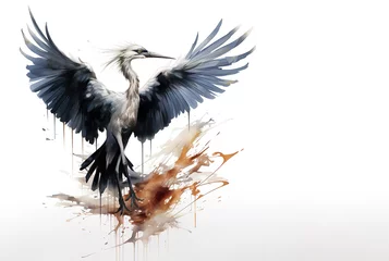 Foto op Plexiglas Image of beautiful watercolor painting of an egret. Bird, Wildlife Animals, Illustration, Generative AI. © yod67