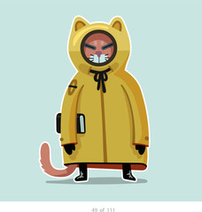 Cartoon stylized cat character. Set of 111 units. Number 49. 2d animation, printing, pets, stickers, digital art. Conceptual toys.