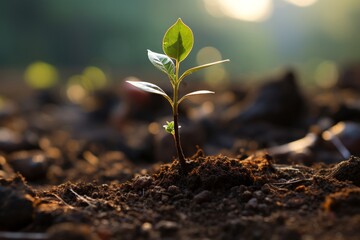 Tree sapling being planted to symbolize hope for the environment, Generative AI