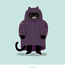 Cartoon stylized cat character. Set of 111 units. Number 60. 2d animation, printing, pets, stickers, digital art. Conceptual toys.