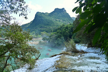 Nature Scenery of Ban Gioc Waterfall or Detian Waterfall in Guangxi Region, China