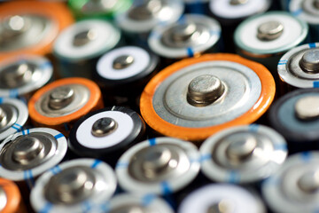 Close-up of a set of AA batteries