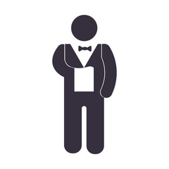 Waiter serving food icon, is a vector illustration, very simple and minimalistic. With this Waiter serving food icon you can use it for various needs. Whether for promotional needs or visual design 