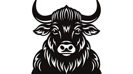 Buffalo head. Vector illustration ready for vinyl cutting and t-shirt design. - obrazy, fototapety, plakaty