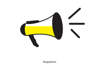 A vector logo design of a megaphone icon, featuring a stock vector illustration in a flat design style. The silhouette symbolizes the power of sound and voice.
The logo design showcases an iconic meg