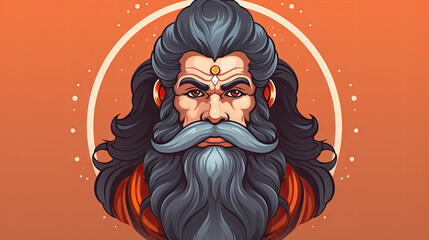 Lord Rama with beard and moustache. Vector illustration. - obrazy, fototapety, plakaty