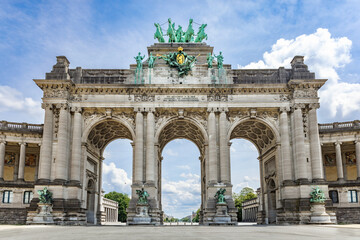 The Cinquantenaire Memorial Arcade in the centre of the Parc du Cinquantenaire, Brussels, Belgium...