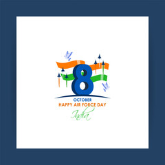 Vector illustration of Indian Air Force Day social media feed template