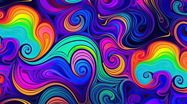 Abstract Psychedelic Pattern in Neon Colors