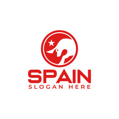 Vector logo for Spain, including angry bull illustration Spain icon