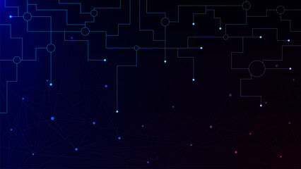 Abstract network connection technology with connected dots and lines. Big data visualization. Data transfer and global communication concept background.