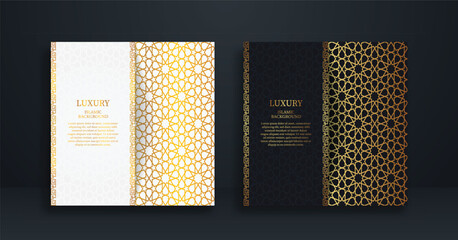 Golden luxury greeting card on a black and white background. Luxury ornament template. Great for invitation, flyer, menu, brochure, postcard, background, wallpaper, decoration, or any desired idea.