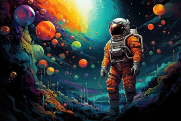 Astronauta w kosmosie  - obrazy, fototapety, plakaty