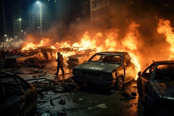 Scenes From Revolutionary Riots And Protests Unfold Buildings And Cars Burn In The City