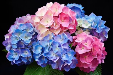 Marvel At The Stunning Heads Of Hydrangea Flowers In Shades Of Purple, Blue, And Pink