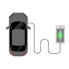Electric car or EV car charging at  Charging Station. Green Energy or Eco-friendly Concept. Vector Illustration. 