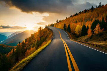 sunset over the mountains