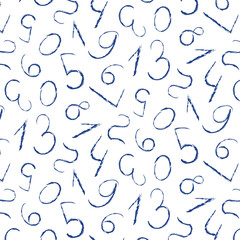 Doodle number pattern on a transparent background, hand drawn vector elements, design for children on the theme of mathematics, education