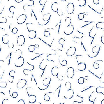 Doodle number pattern on a transparent background, hand drawn vector elements, design for children on the theme of mathematics, education