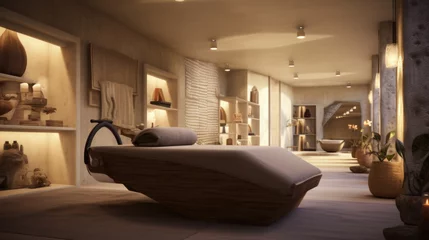 Poster de jardin Salon de massage Stylish room interior with massage table in spa salon.