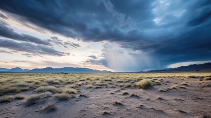Dramatic Stormy Sky Over Desert Landscape