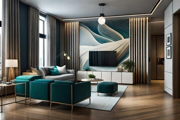 modern living room interior with TV